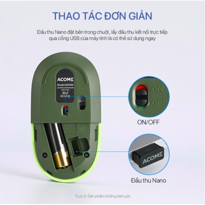 [COMBO] Chuột Không Dây ACOME AM300 Và Miếng Lót Chuột ACOME AMP01 - BH 12TH