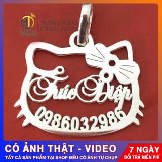 Mặt dây chuyền bạc kitty khắc tên bé gái, trang sức bạc nguyên chất sáng đẹp Tuấn Thoan JEWELRY