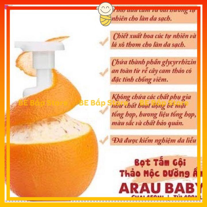 Sữa Tắm Trẻ Em Arau Baby Sữa Tắm Gội Toàn Thân Chiết Xuất Thảo Mộc An Toàn Cho Bé - Bố Bắp Store