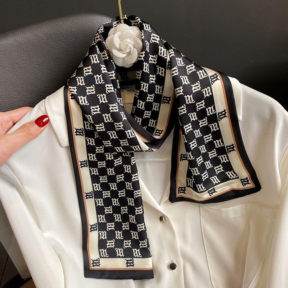 Mocho Khăn Choàng Cổ Có Dây Ruy Băng Dài In Chữ Cho Nữ