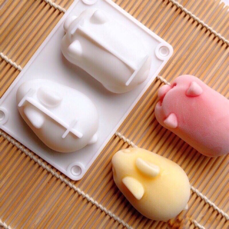 Khuôn silicon làm bánh pudding, làm thạch, đậu hũ hình heo và thỏ dễ thương