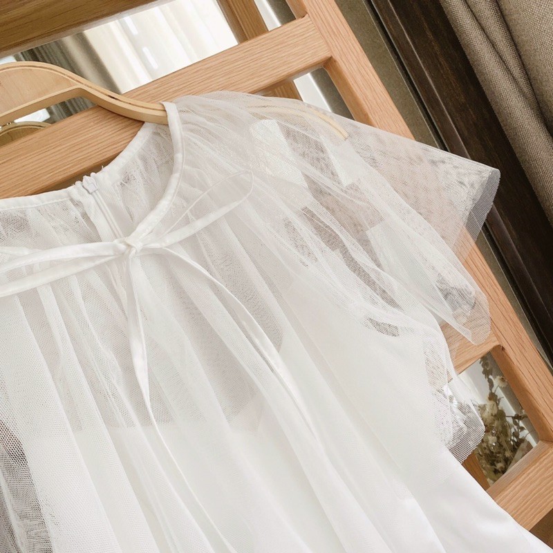 Đầm trắng🌷Hình thật 100%🌷Đầm trắng tay cánh tiên phối voan | BigBuy360 - bigbuy360.vn