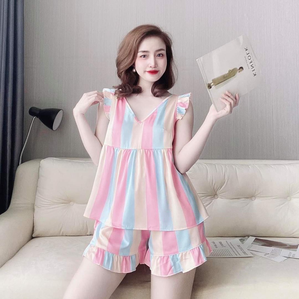 Đồ bộ thun lạnh hai dây Bản To Sexy quần đùi 40 - 75kg