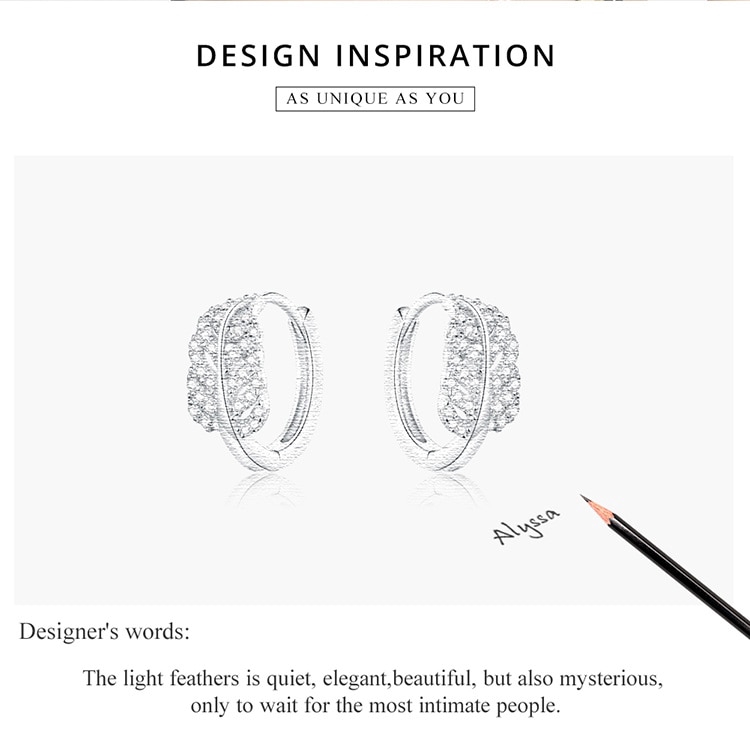 Khuyên Tai Bamoer Bằng Bạc 925 Đính Đá Hình Lông Vũ Sang Trọng