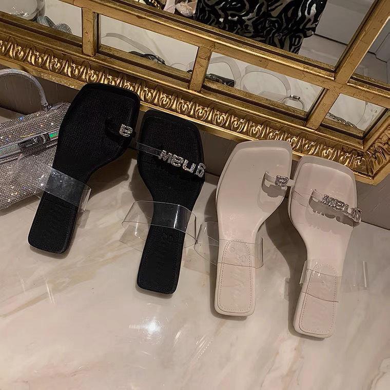 Dép Xỏ Ngón Đế Thấp Đính Đá Thời Trang Mùa Hè Dành Cho Nữ 2022