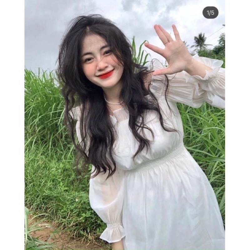 Váy Trễ Vai Bánh Bèo Voan Tơ 2 lớp🎀 Đầm Dự Tiệc rớt Vai Màu Trắng🎀Áo lệch vai dài tay tiểu thư 2 lớp vintage Ullzang | BigBuy360 - bigbuy360.vn