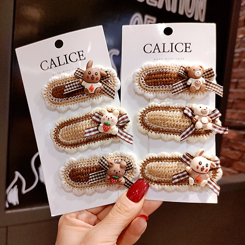 Kẹp tóc hình gấu dễ thương phong cách Hàn Quốc thời trang thu đông