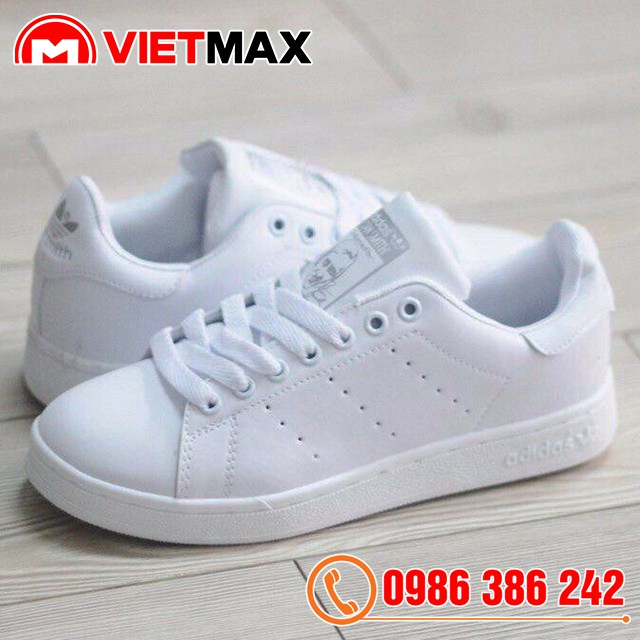 Giày Thể Thao Stan Smith Gót Trắng Nam Nữ Hàng Đẹp