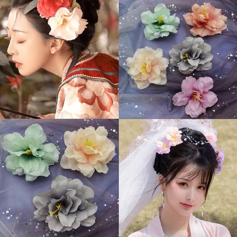 Hoa cài tóc cổ trang make up phụ kiện cổ phong có sẵn