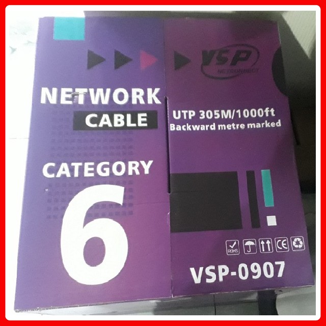 Dây mạng Cat 6 ADB xanh dương Chính hãng [Cuộn 305m Lõi chữ thập chống co dãn]