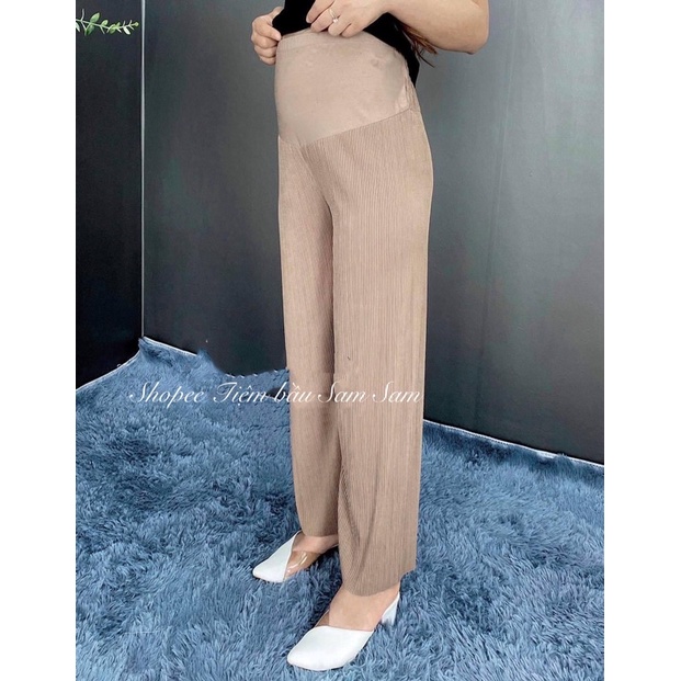 QUẦN SỚ TĂM DÀI ỐNG RỘNG DÁNG XUÔNG DÀNH CHO BÀ BẦU