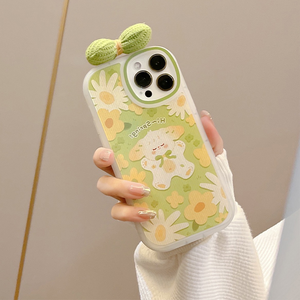 Ốp Điện Thoại TPU Mềm Chống Sốc Hình Cún Đính Nơ Dễ Thương Cho iPhone 11 12 13 Pro max mini XS max xr 7 8 se2020 plus