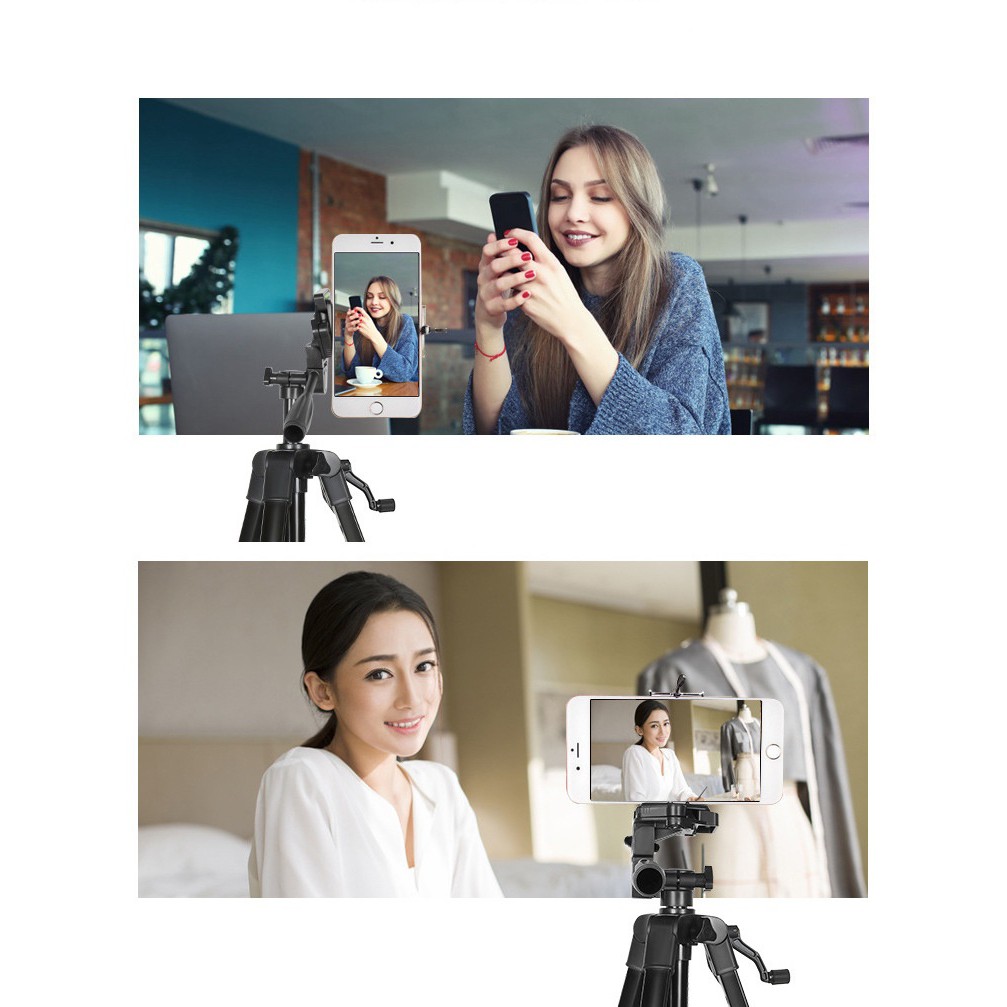 Chân giá đỡ máy ảnh Tripod 3366 cao 145cm có tay cầm quay phim chuyên vlog