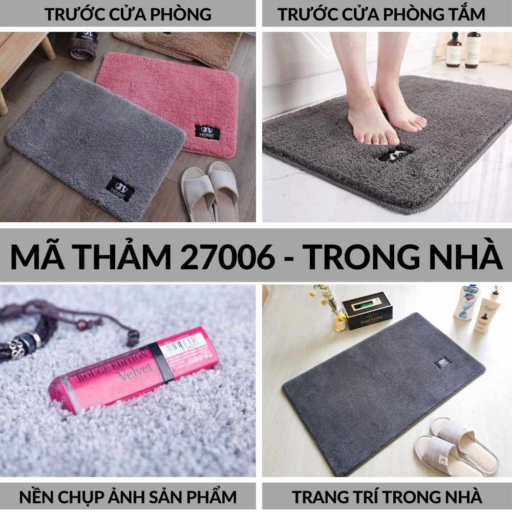 Thảm lông cừu lau chùi chân trải sàn trang trí Chữ nhật 60*40cm mã 27006 KMVN