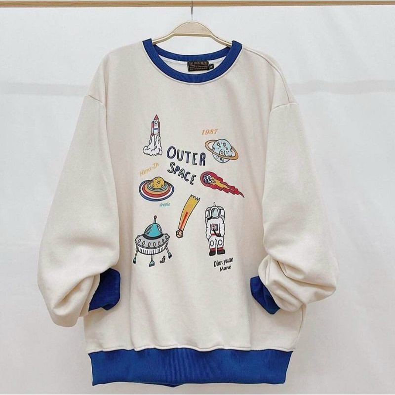 Áo sweater thêu hình trái cây và in hinh họa tiết phong cach Korea kèm video, ảnh thật
