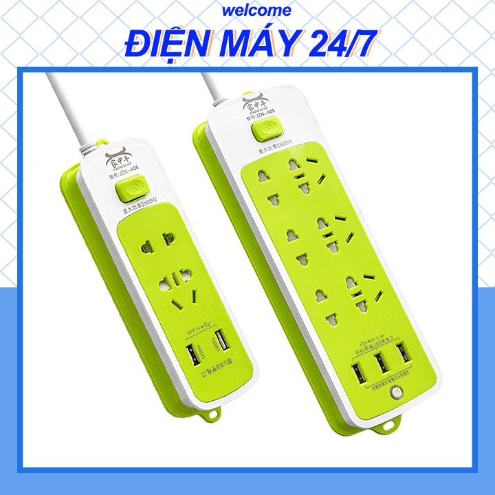 Ổ Cắm Điện Thông Minh Đa Năng Chống Giật 6 Cổng Thường, 3 Cổng USB, Có Đèn Báo và Công Tắc Bật/Tắt