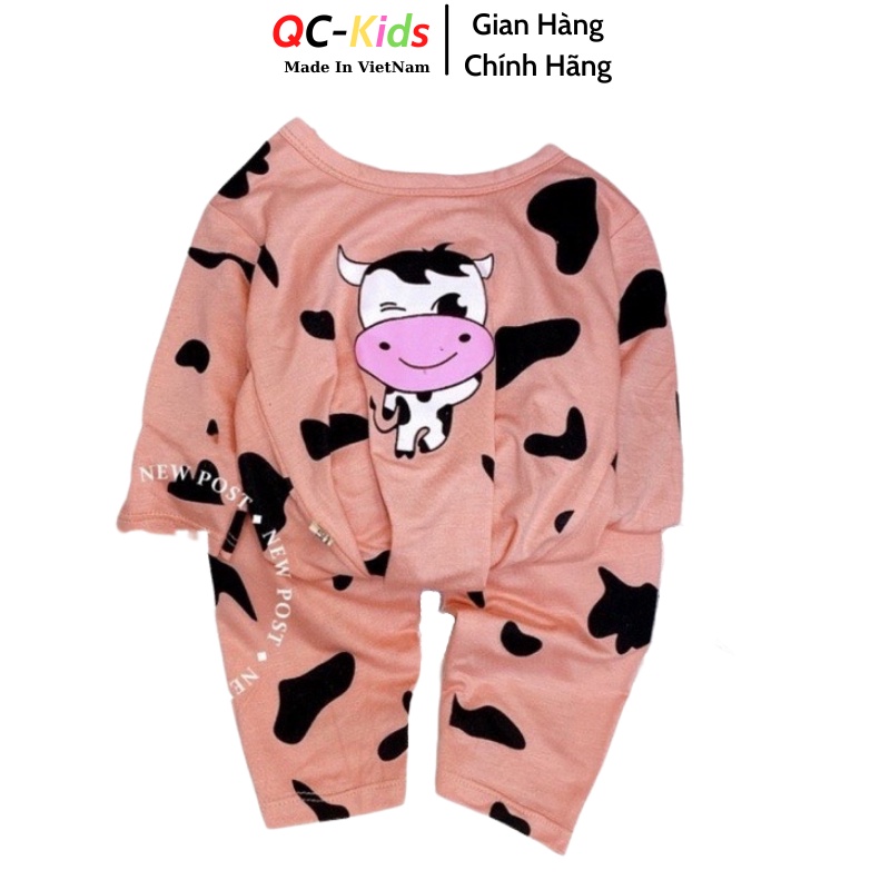 Quần áo trẻ em thu đông 8 đến 18kg, quần áo bé trai, bé gái hình bò sữa chất thun lạnh QC-KIDS