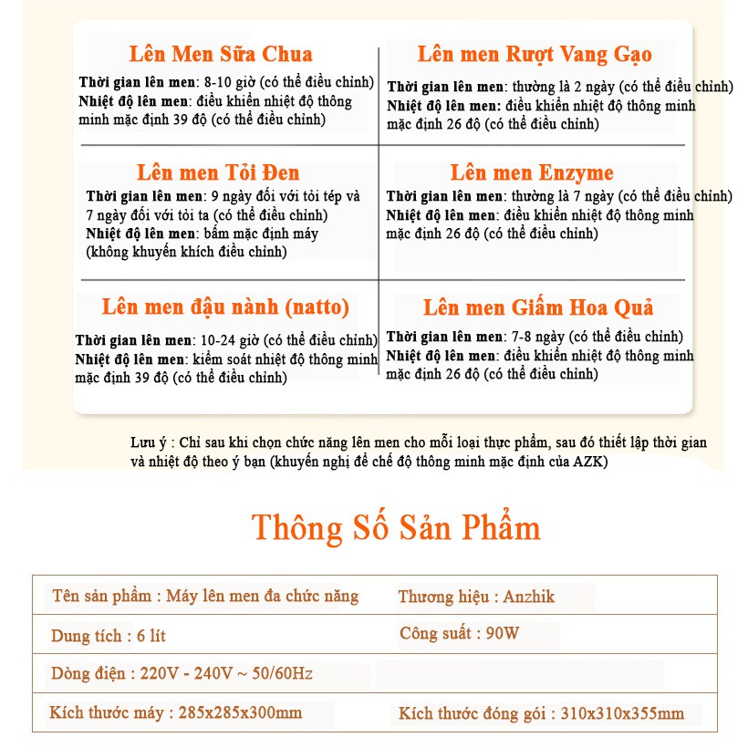 Máy lên men thực phẩm 6 lít Anzhik thế hệ mới đa tính năng, làm tỏi đen, sữa chua