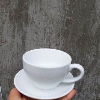 Combo 10 bộ cốc + đĩa capuchino trắng