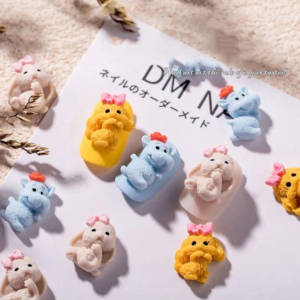 Set 10 Phụ Kiện Trang Trí Móng Tay / Điện Thoại Họa Tiết Hoạt Hình Pikachu / Gấu Dễ Thương DIY