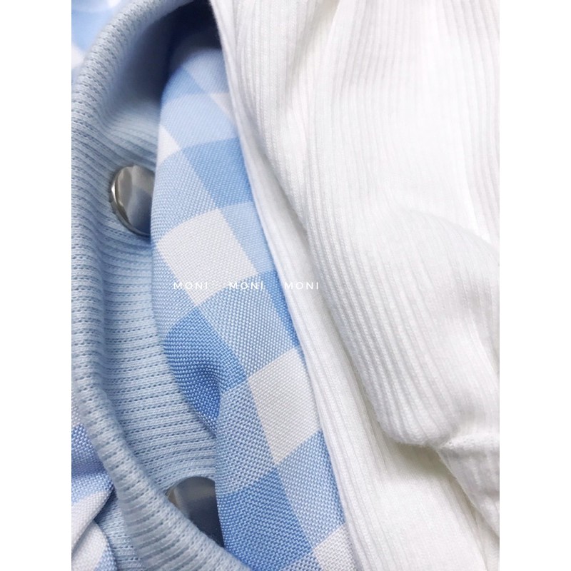 Set đầm 2 dây ôm body trắng áo khoác cardigan kẻ caro xanh dương S62 | BigBuy360 - bigbuy360.vn