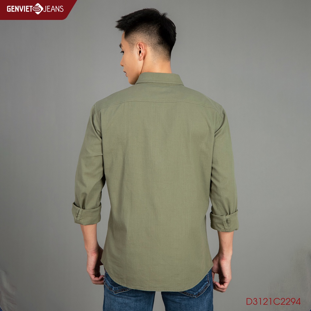 Áo Sơ Mi Nam Genviet Thô Dài Tay Basic Trơn Công Sở Hàng Cao Cấp D3121C2294