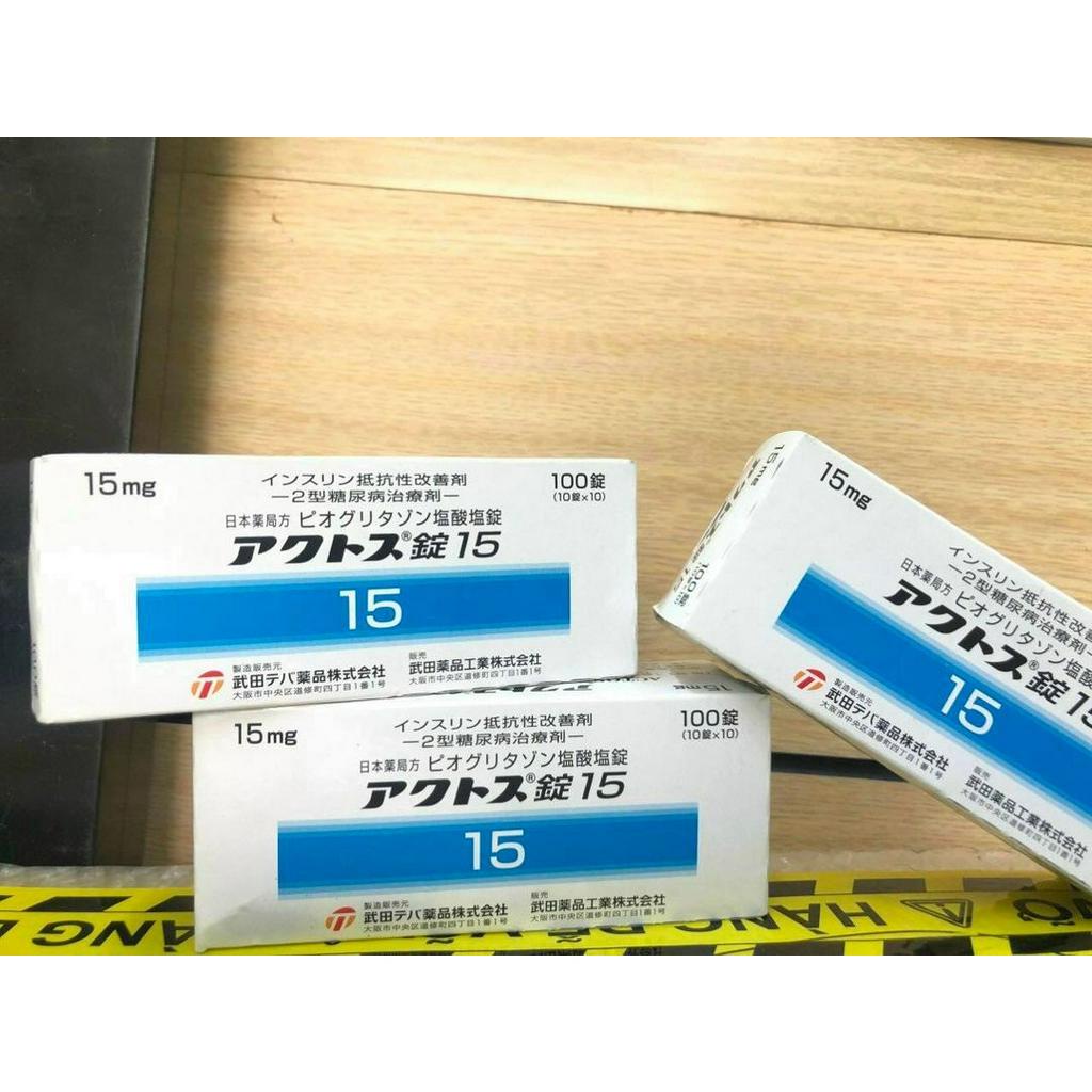 Hộp 100 Viên Uống Hỗ Trợ Tiểu Đường Actos Tablet 15mg Nhật Bản