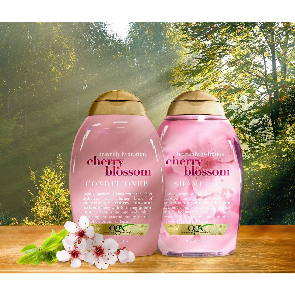 Dầu Gội OGX Heavenly Hydration Chiết Xuất Hoa Anh Đào Phục Hồi Cấp Ẩm Cho Tóc 385ml