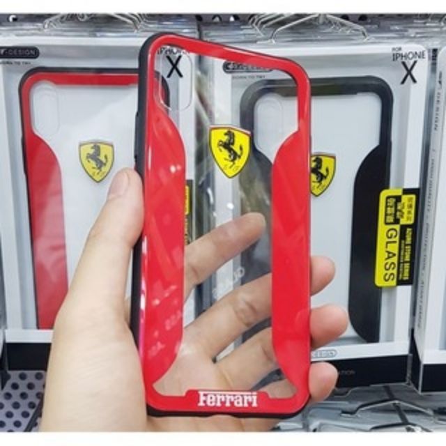 Ốp lưng kính chống sốc cho IPhone X hiệu FERRARI chính hãng