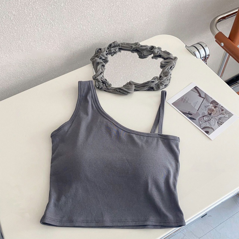 Áo Croptop Hai Dây Mỏng Hở Lưng Có Đệm Ngực Màu Trơn Cho Nữ