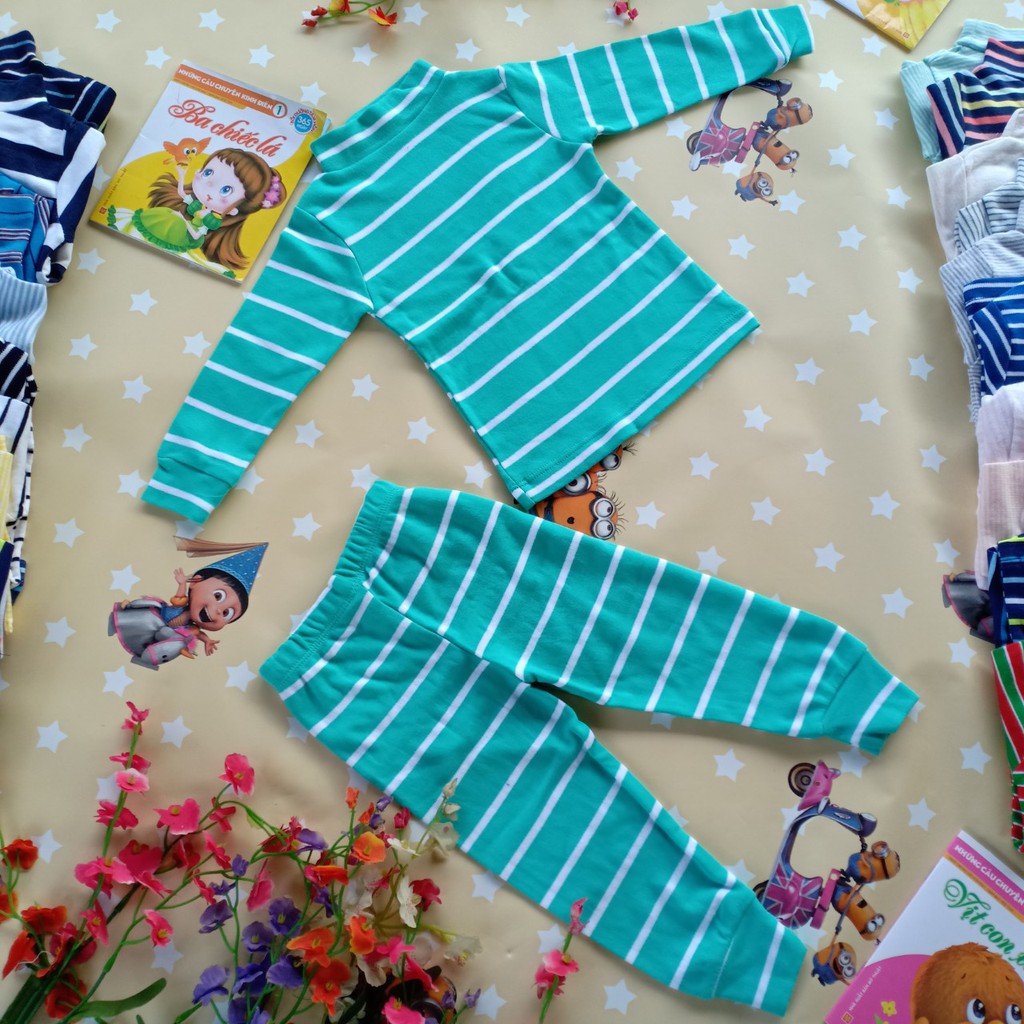 Bộ thun Cotton Borip Gymboree mềm mịn Kẻ ngang cổ 3cm Dài tay Giữ nhiệt bé trai bé gái