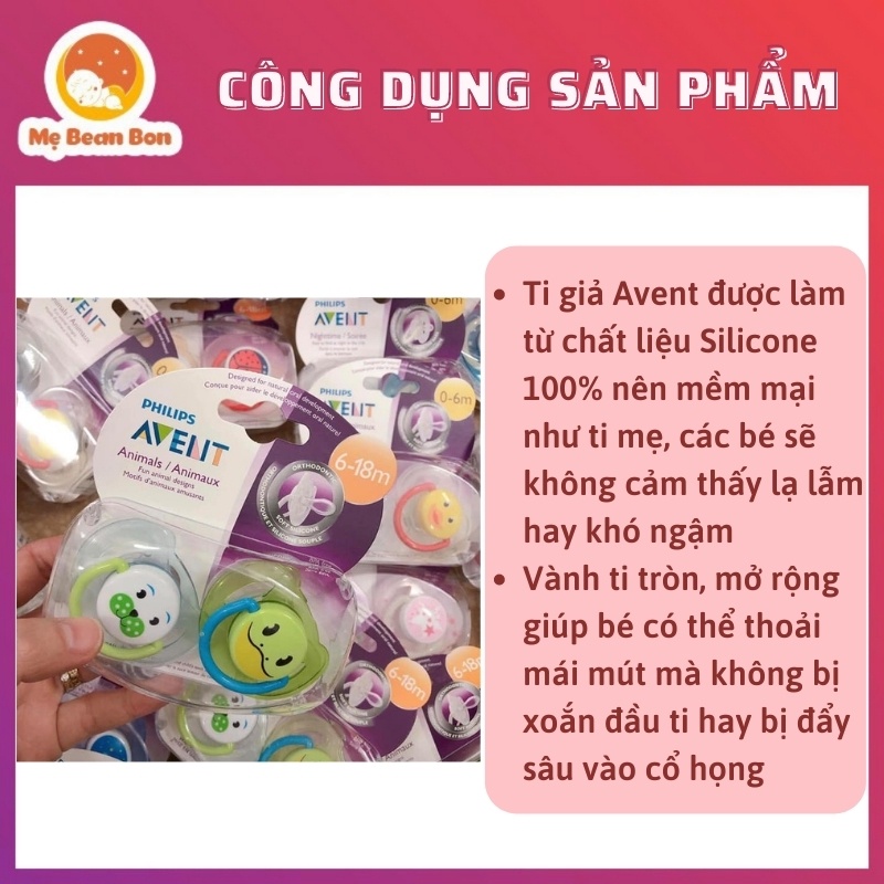 Ti Giả Avent Chỉnh Nha Chống Vẩu Đủ Size Cho Bé