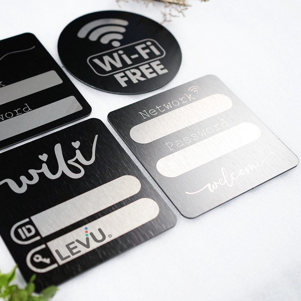 Bảng ghi password wifi bằng nhôm alu đen xước decor cao cấp