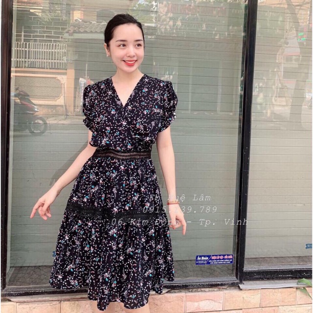 Váy hoa xoè phối eo gân ren( ảnh+video) | BigBuy360 - bigbuy360.vn