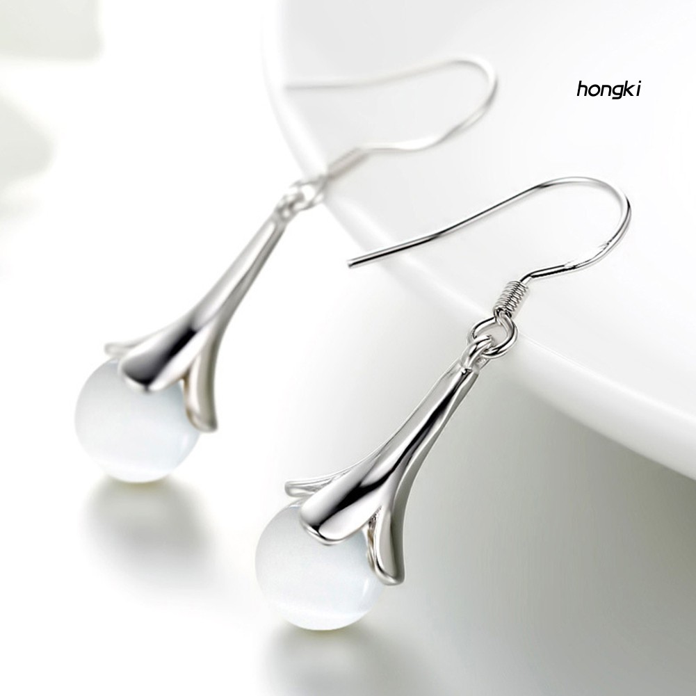 Hoa tai hình hoa đính đá opal nhân tạo thời trang dành cho nữ