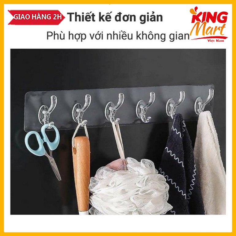 Thanh Treo Đồ Móc Treo Đồ Dán Tường Đa Năng 6 Móc