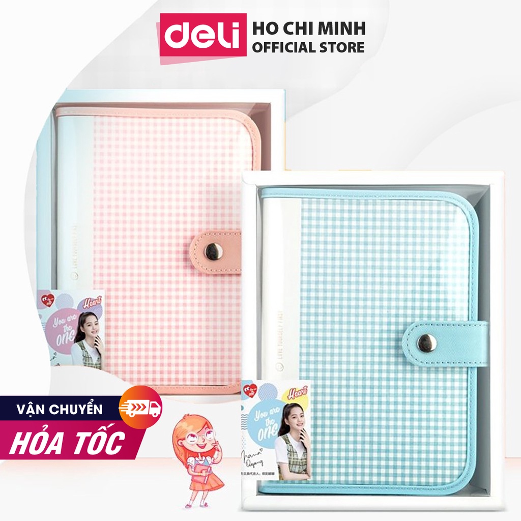 Sổ tay ghi chép bìa cứng 32K 96 trang Deli 4 định dạng giấy Xanh dương/Hồng SZ025