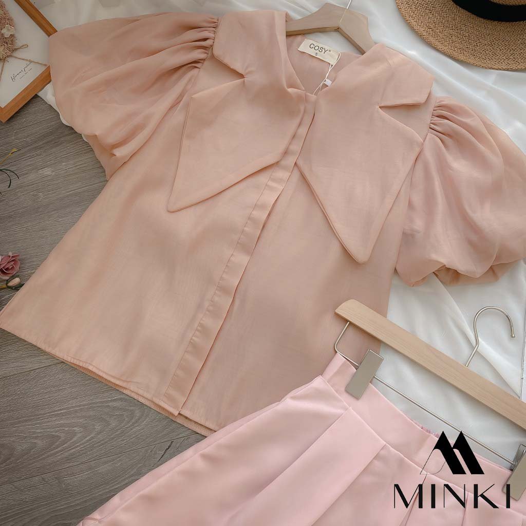 [ HÀNG THIẾT KẾ] SET ÁO CỔ NHỌN VÀ CHÂN VÁY XẾP LY - CHẤT LIỆU TƠ CAO CẤP - MÀU HỒNG [SIÊU PHẨM] | BigBuy360 - bigbuy360.vn