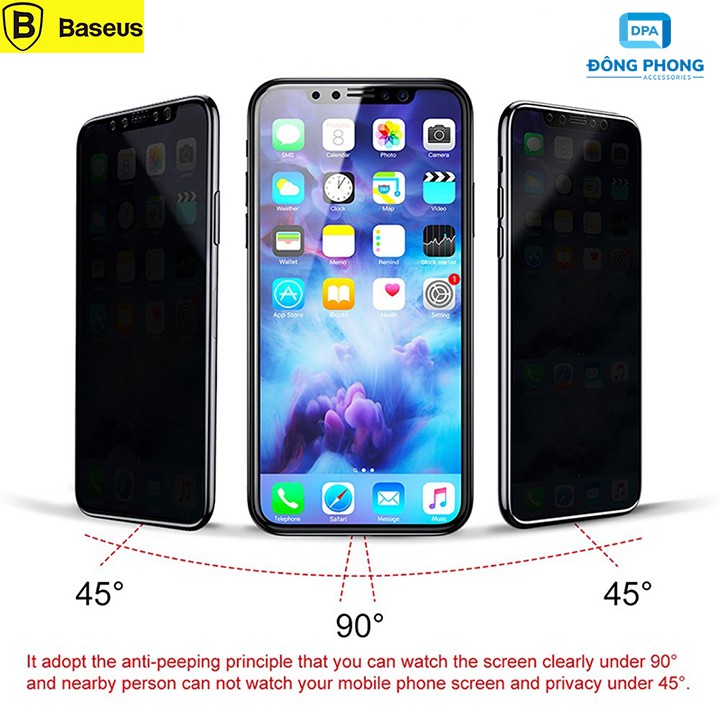 Kính Cường Lực Chống Nhìn Trộm Chính Hãng Baseus Cho iPhone 11, iPhone XR