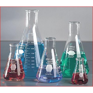 Bình tam giác thủy tinh, erlen bình nón 50ml 100ml 250ml 500ml 1000ml