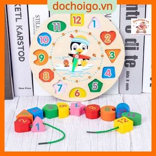Đồ chơi đồng hồ gỗ cho bé, đồ chơi gỗ phát triển trí tuệ dochoigo.vn