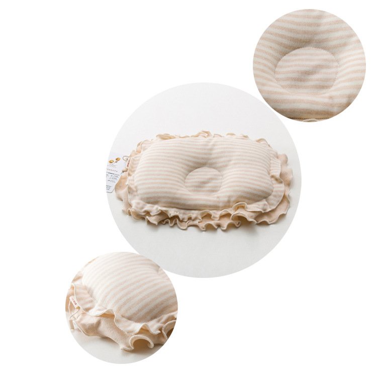 Gối organic sợi cotton, gối chống méo đầu cho bé sơ sinh MỊN KIDS, gối lõm tròn ở giữa giúp bé ngủ ngon