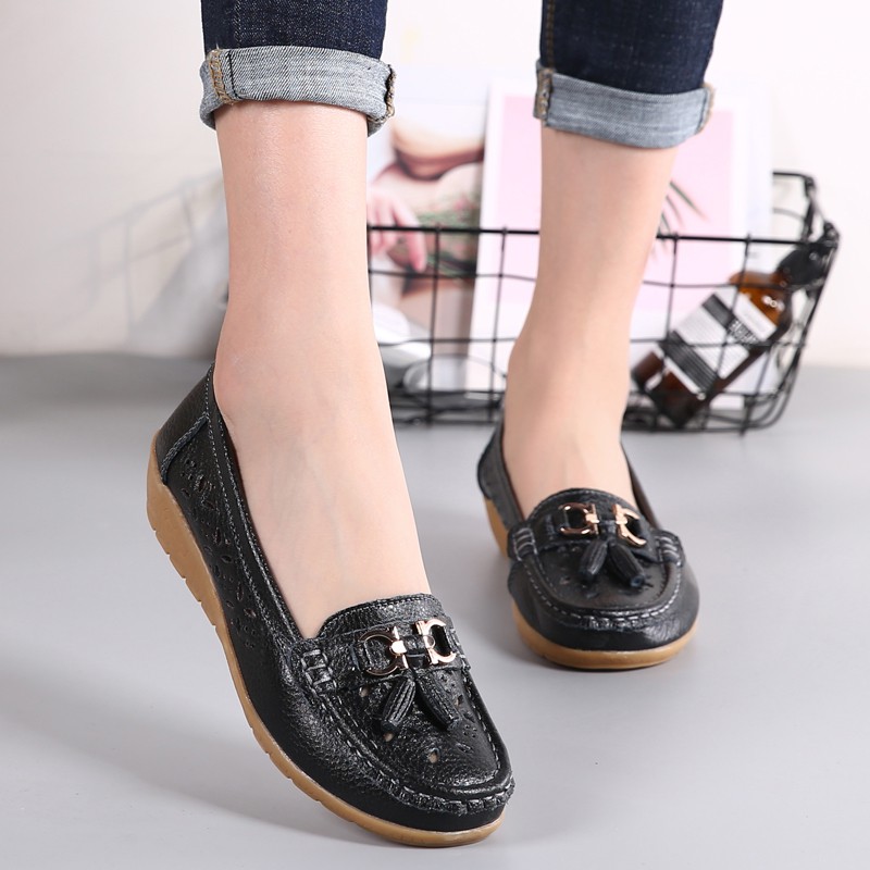 【bán như tôm tươi】Giày búp bê da bò thời trang dành cho nữ Giày lười giày đi dạo Có sẵn trong nhiều màu sắc Linh hoạt và nhẹ Giày lỗ Giày phẳng | BigBuy360 - bigbuy360.vn