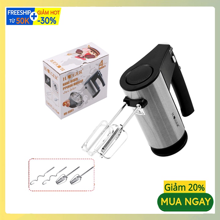 [HN] Máy Đánh Trứng &amp; Trộn Bột Haeger_Đánh Kem Trứng_Trộn Bột Đa Năng_Công Suất Lớn 450W