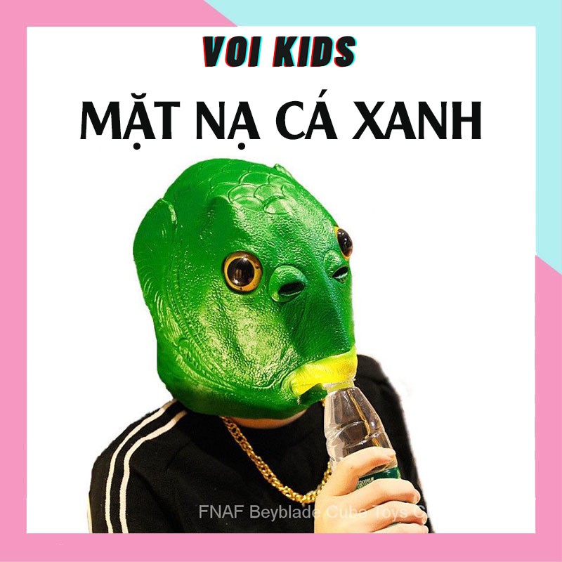 Mặt nạ trùm đầu quái vật đầu cá xanh hot tiktok