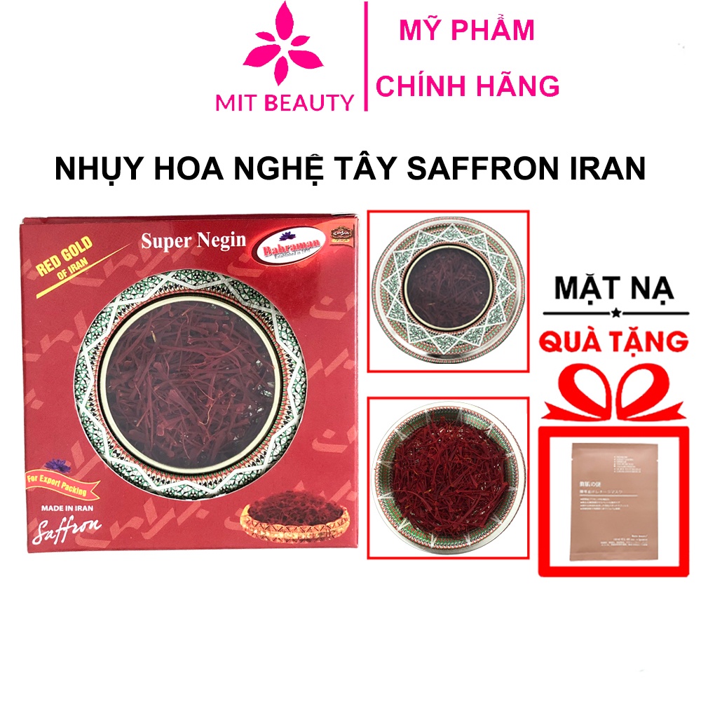 Nhụy hoa nghệ tây saffron Bahraman Tây Á chính hãng 1g Mit Beauty tăng cường sức khỏe hiệu quả