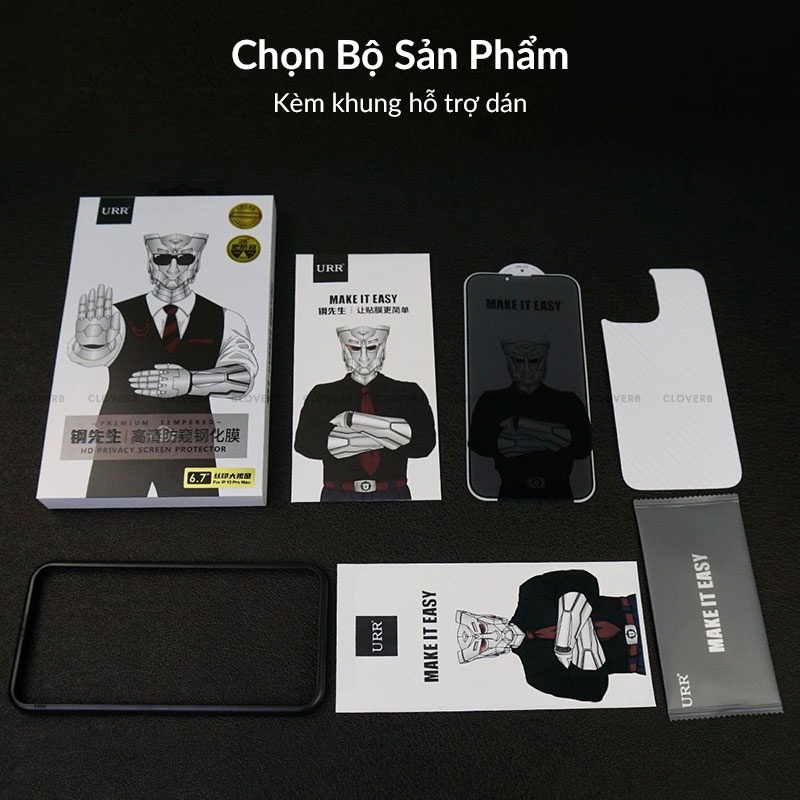Kính Cường Lực Chống Nhìn Trộm URR Full Màn Hình Tràn Viền Chống Vỡ Cạnh Độ Cứng 9H Chống Trầy Xước Cho 13 Pro Max
