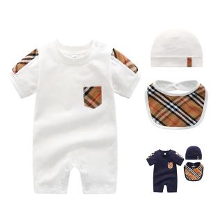 Set đồ liền thân ngắn tay + Mũ + Yếm cho bé trai sơ sinh
