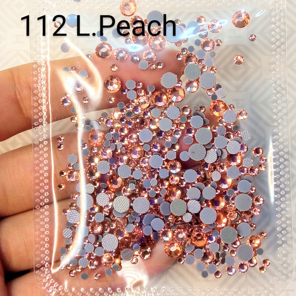 ĐÁ ĐÍNH NAIL -112 L.PEACH - TÚI MIX SIZE -ĐÁ CHÂN KEO LƯỚI