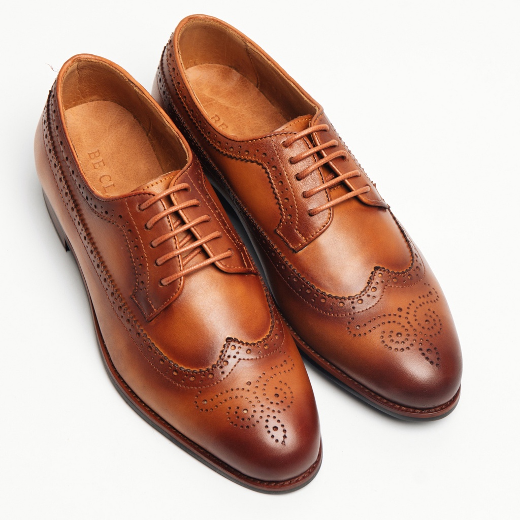 Giày Tây Cao Cấp CLASSIC BROGUES DERBY - DB18 - Da Bò Ý Lót Trong Da Bò Mộc - Thương hiệu Be Classy